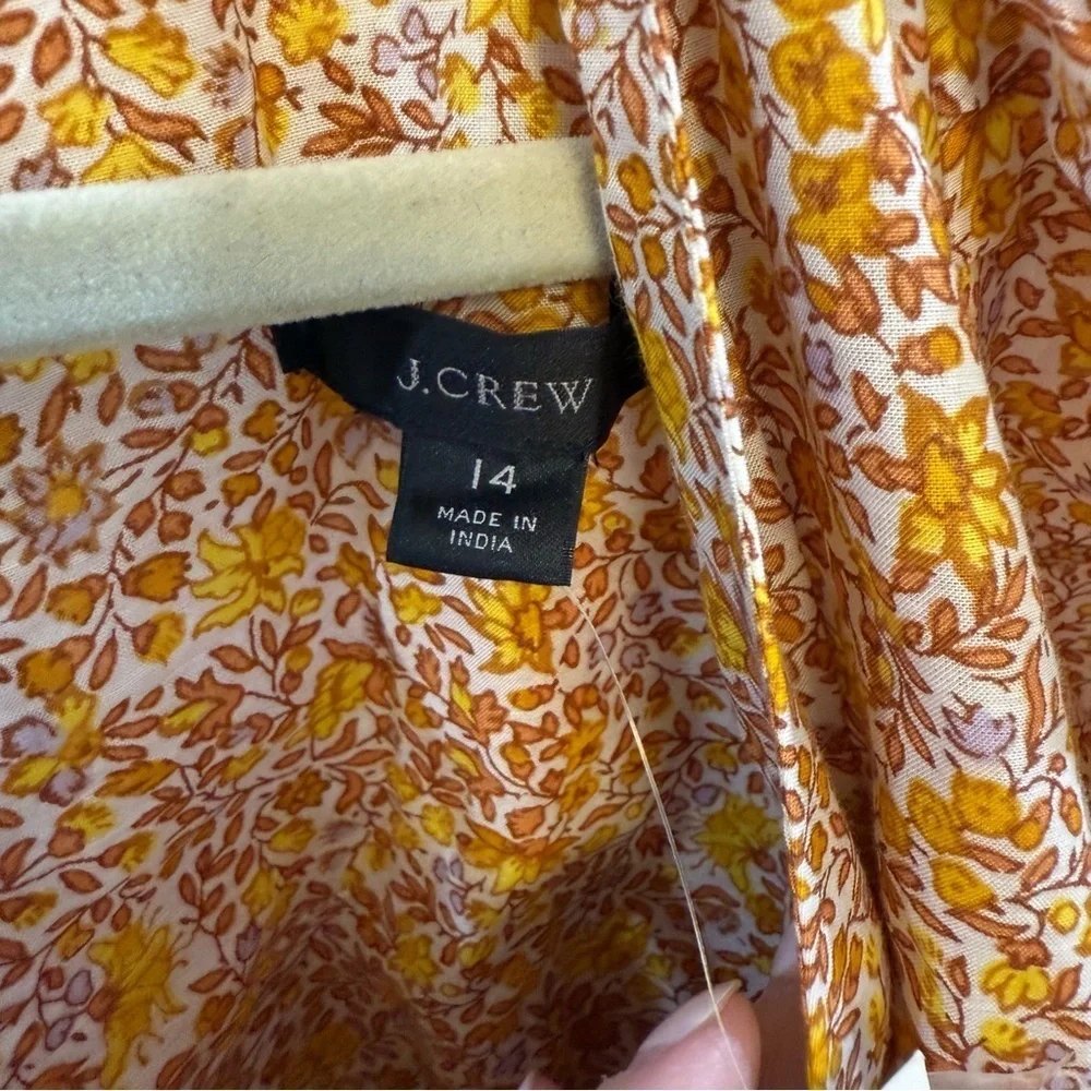J. CREW puff Sleeve V Neck Top In Scattered Blooms NWT